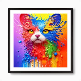 Colorful Cat Painting Art Print