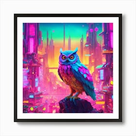 Neon Owl Art Print