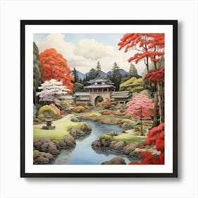 Kairakuen Gardens Japan Painting 2 Art Print 3 1 Art Print