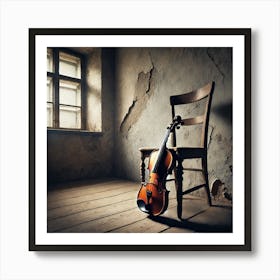 Forgotten Violin Wall Art: An Evocative Scene of Abandonment and Nostalgia for Thoughtful Decor Print Art Art Print