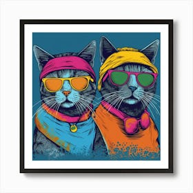 Hip Hop Cats Art Print