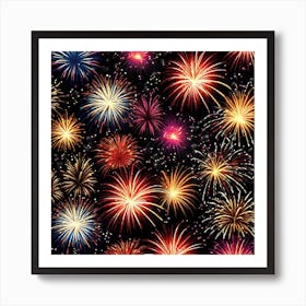 Fireworks On A Black Background 3 Art Print