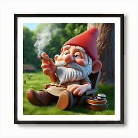 Gnome Smoking 4 Art Print