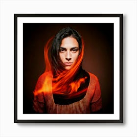 Firefly Portrait, Woman, Strong, Big Eyes, Staring, Firmly, Lens, Scarlet, Flame, Intense, Captivati (3) Art Print