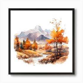 Watercolor Autumn Landscape 70 Art Print