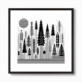 Scandinavian style, Pine forest silhouette 3 Art Print