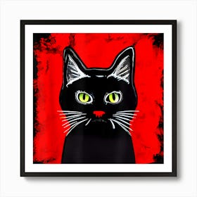 Vintage Scary Halloween Black Cat Costume For Men Woman Art Print