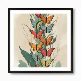 Butterflies On A Branch 4 Art Print