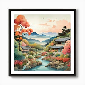 he Garden Of Morning Calm South Korea Modern Illustration Art Print