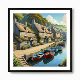 Cottages By The Water Art Print