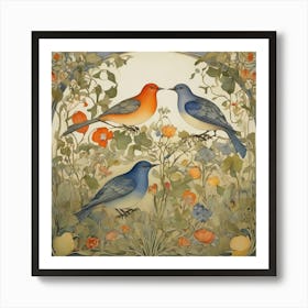 Bluebirds In The Garden Art Print