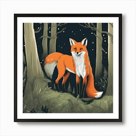 Fox In The Woods 6 Art Print