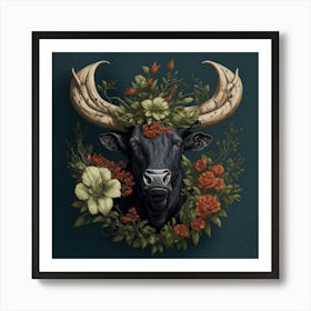 Bull Cow Emblem Fauna Art Print