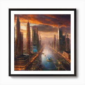 Futuristic Cityscape Affiche