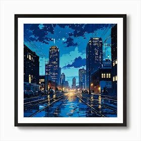 Cityscape At Night 1 Art Print