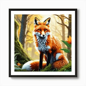 Fox In The Forest 103 Art Print