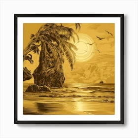 Sunset At The Beach Vector Art Print