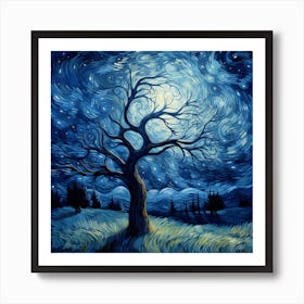 Starry Night Tree 1 Art Print