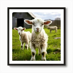 Grass Rural Green Goat Farm White Nature Field Mammal Milk Farming Farm Animal Domestic (3) Art Print