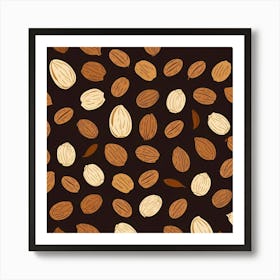 Almonds On A Black Background Art Print Art Print