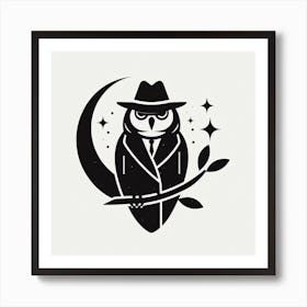 Owl In Hat 2 Art Print