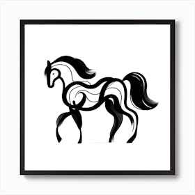 Black And White Horse Art Print