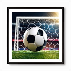 Soccer Ball In The Net Art Print