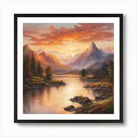 Sunset At The Lake Art Print