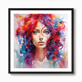 Woman With Colorful Hair 12 Art Print