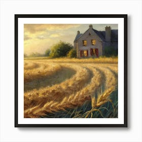 Wheat Field At Sunset Art Print