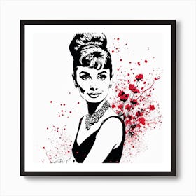 Audrey Hepburn Portrait Painting (13) Art Print