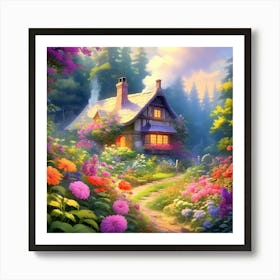 Cottage In The Woods Art Print