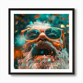 Happy Man With Glasses And Confetti Art Print