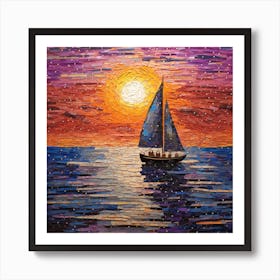 Sailboat At Sunset 2 Affiche