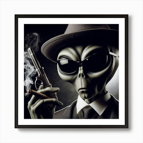 Alien Smoking A spliff Art Print