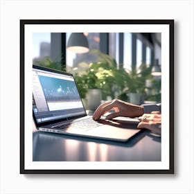 Portrait Of A Woman Using A Laptop Poster