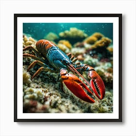 Lobster On Coral Reef Art Print