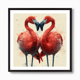 Flamingos In Love 2 Art Print