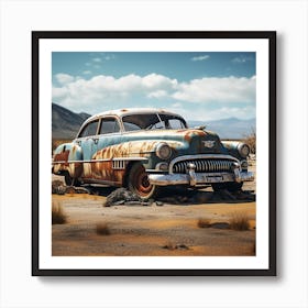 Old Car In The Desert Art Print