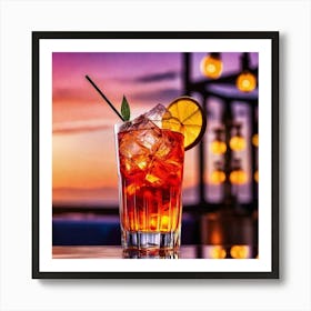 Sunset Cocktail Art Print