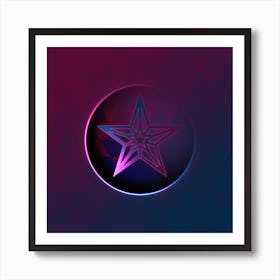 Geometric Neon Glyph on Jewel Tone Triangle Pattern 219 Art Print