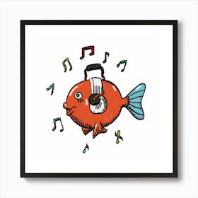 Fish With Music Notes 1 Art Print