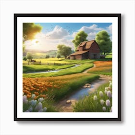 Farm Landscape Wallpaper 5 Art Print