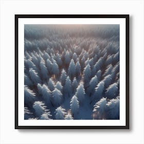 Winter Forest With Visible Horizon And Stars From Above Drone View Unreal Engine Greg Rutkowski (3) Art Print