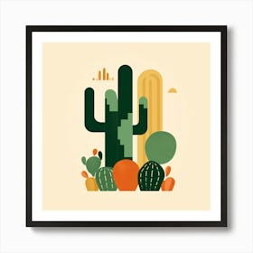 Rizwanakhan Simple Abstract Cactus Non Uniform Shapes Petrol 9 Art Print