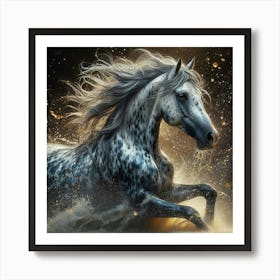 Horse Running In The Water Art Print