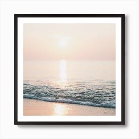 Pink Ocean Sunset Square Art Print