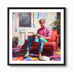 Man Reading A Book Art Print