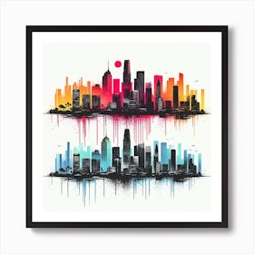 City Skyline Canvas Art 1 Art Print