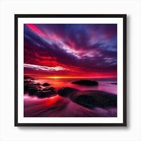 Sunset At The Beach 245 Art Print